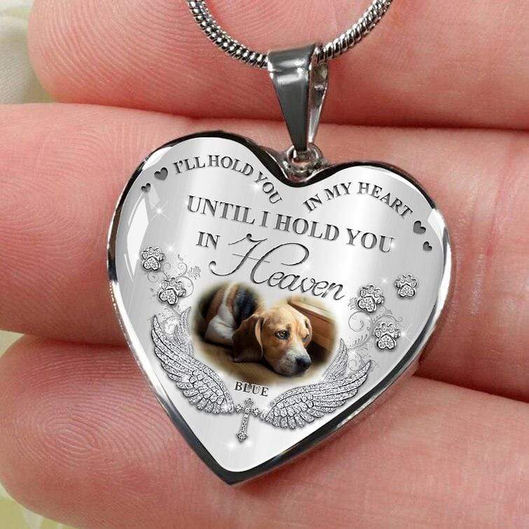 I'LL HOLD YOU IN MY HEART PERSONALIZED PET MEMORIAL NECKLACE
