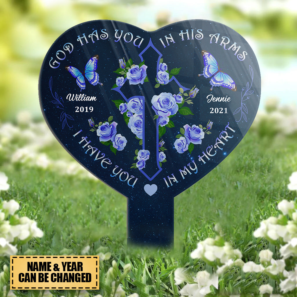God Has You In His Arms - Memorial Gift  - Personalized Stake