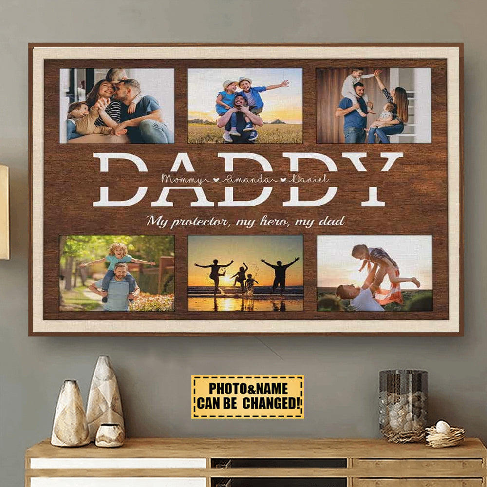 My Protector, My Hero, My Dad Custom Canvas