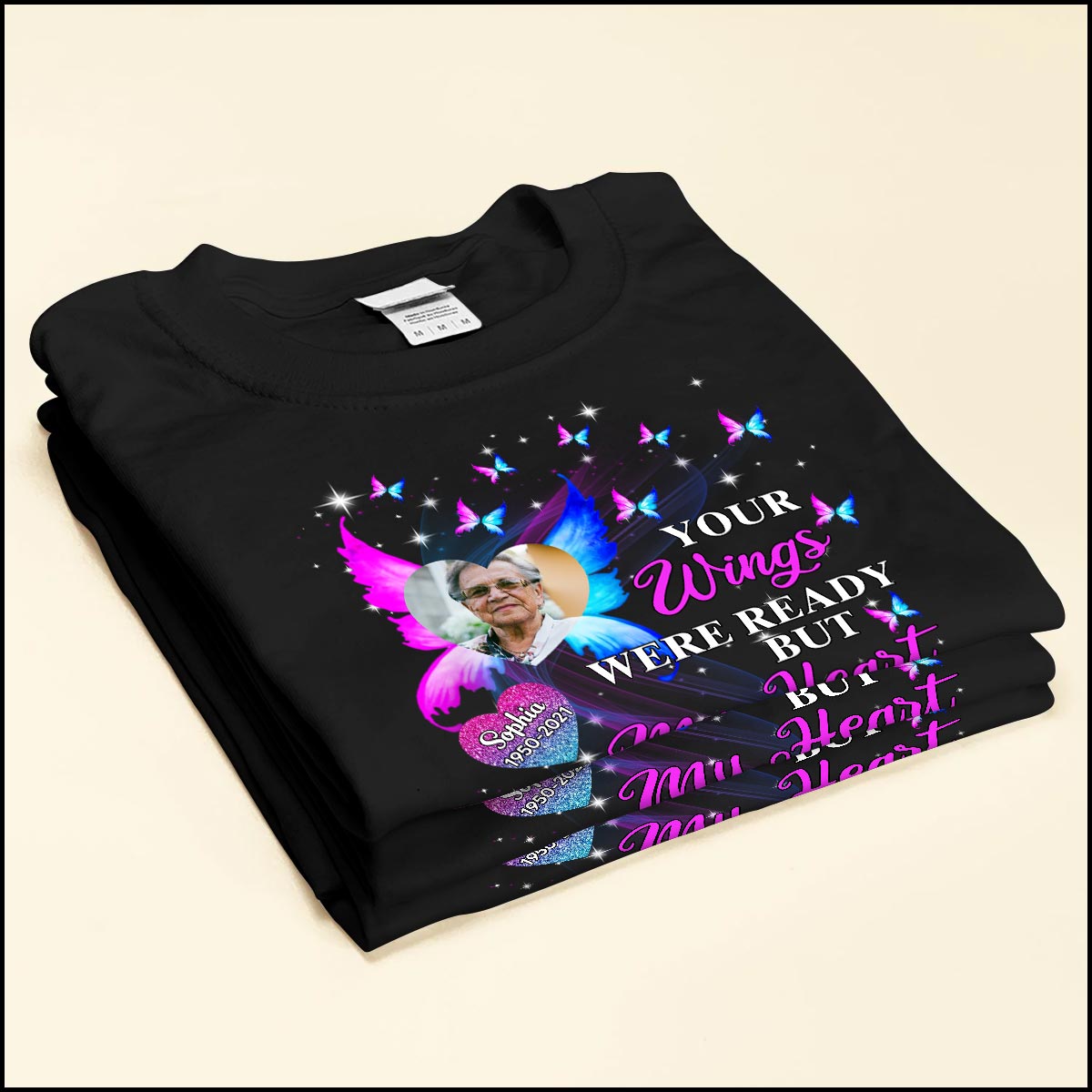 Your wings were ready but my heart was not Personalized Memorial Black T-shirt