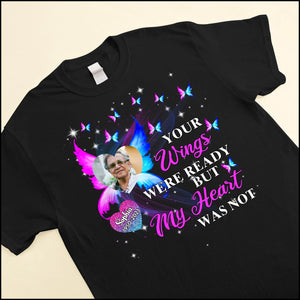 Your wings were ready but my heart was not Personalized Memorial Black T-shirt