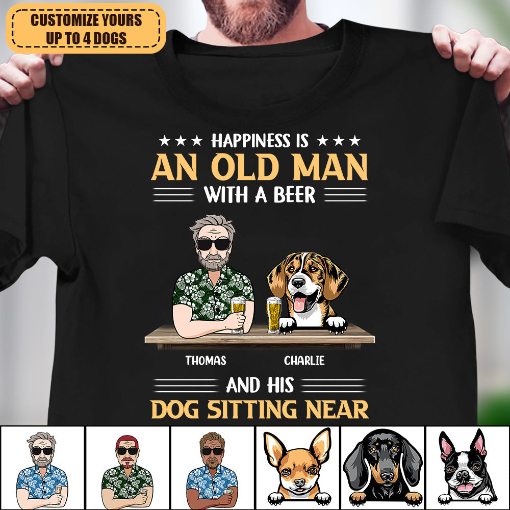 Happiness Is... Dog Personalized Shirt, Personalized Gift for Dog Lovers, Dog Dad