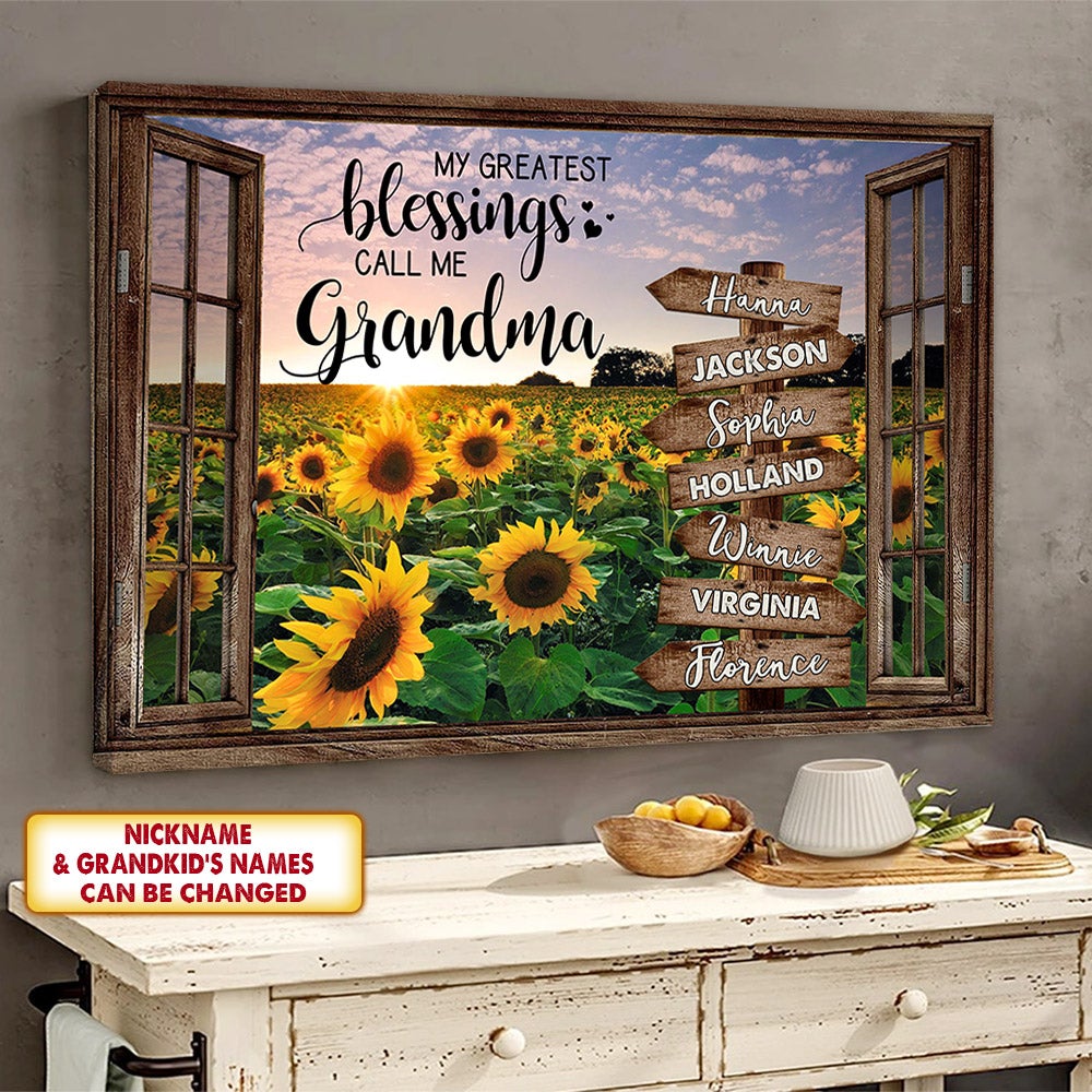 My Greatest Blessings Call Me Grandma Custom Canvas Print Gift For Grandma Grandparent