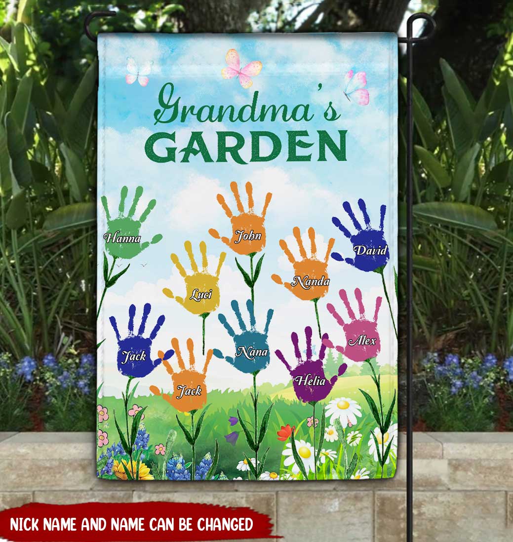 Personalized Grandma's Garden Custom Flag For Garden House - Gift For Grandma Nana Mommy Auntie