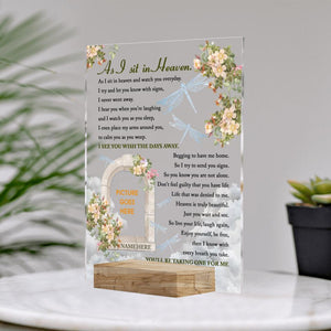 Personalized Memorial Rectangle Plaque As I Sit In Heaven Custom Memorial Gift