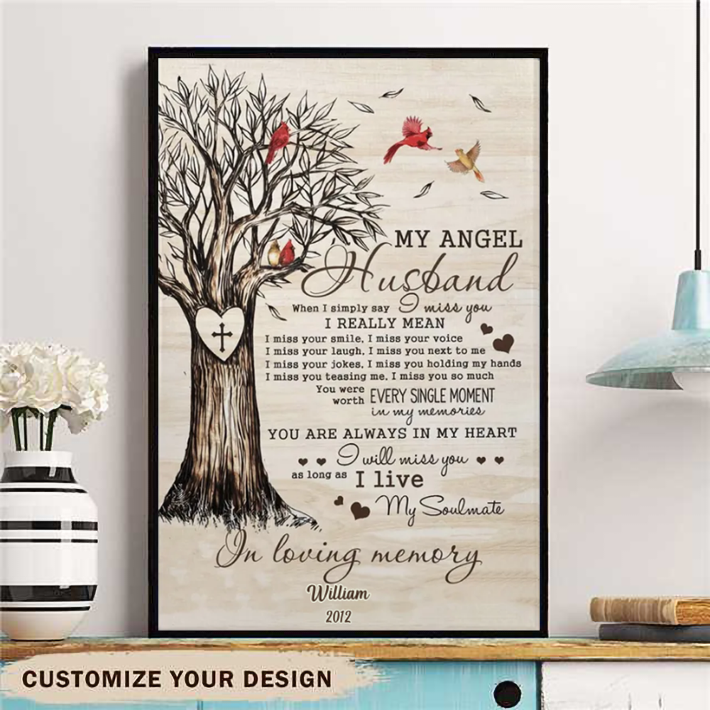 Personalized Wall Art For Loss Of Husband My Angel In Loving Memory Gifts